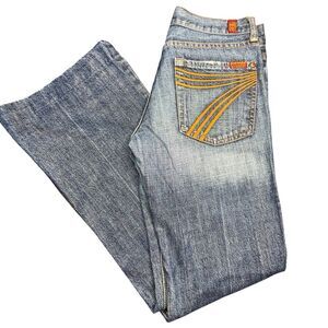 7 For All Mankind Dojo Dark Wash Wide Leg Denim Jeans Women's Size 27 Casual